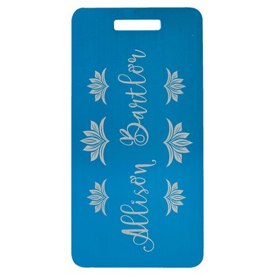 3.875" x 2" Blue Anodized Aluminum Luggage Tag
