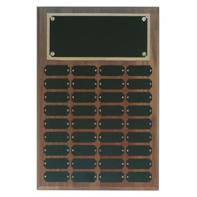 36 Plate Genuine Walnut Completed Perpetual Plaque