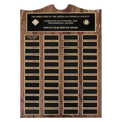 American Walnut 48 Plate Perpetual Plaque w/Brass Plates