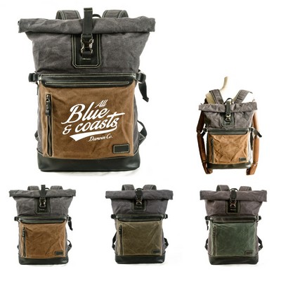 Vintage Waterproof Canvas and Leather Travel Backpack with Laptop Compartment