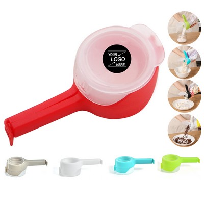 Plastic Bag Sealing Clips with Pour Spout for Snack and Food Storage.