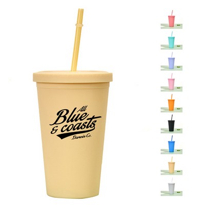 16Oz Double-Walled Tumbler with Straw