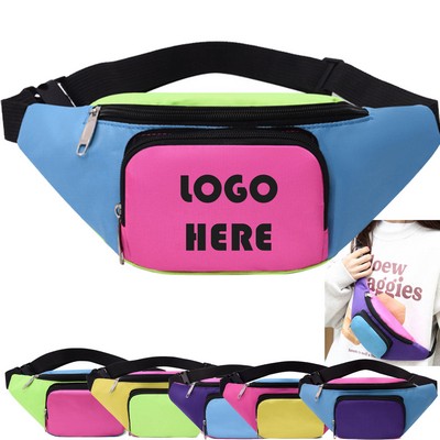 Urban Edge Sporty Oxford Fanny Pack With Tri-Tone Color-Block Design