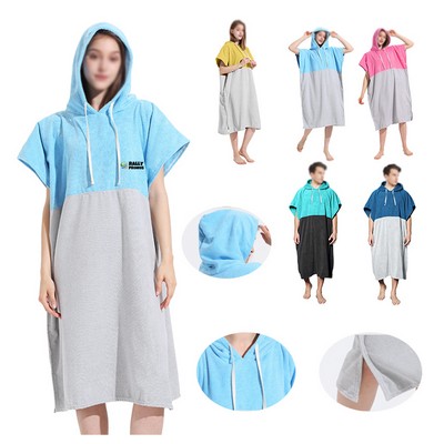 Microfiber Terry Towel Bathrobe Hooded Poncho