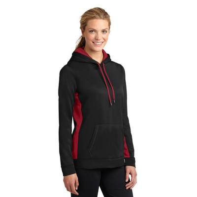 Sport-Tek Women's Sport-Wick Fleece Colorblock Hooded Pullover.