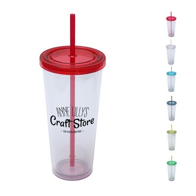 16oz Double Wall Insulated Tumbler w/ Straw