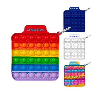 Custom Push Pop Square Stress Reliever Game W/Carabiner