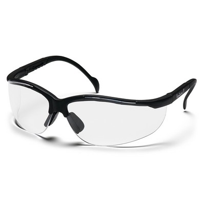 Venture II Safety Glasses, Black Frame with Clear H2X Anti-Fog Lens