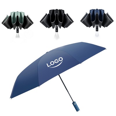 Automatic Inverted Folding Travel Umbrella With Led.