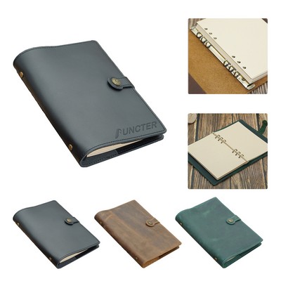 A5 Leather 6 Rings Binder Notebook