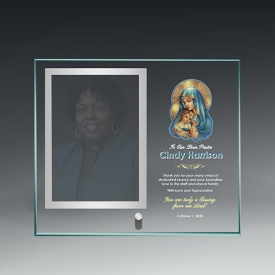 Glass SILVER Frame- with silver pin -holds 4x6 photo