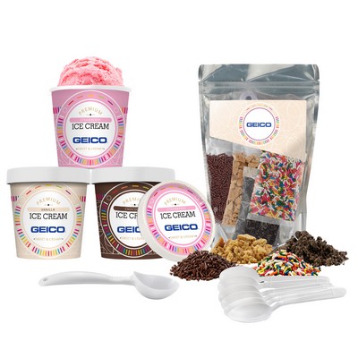 Handcrafted Ice Cream with Ice Cream Topping Kit - 3 Pint Bundle - Classic Cravings