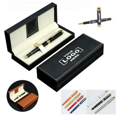 Luxurious Metal Pen & PU Pencil Duo