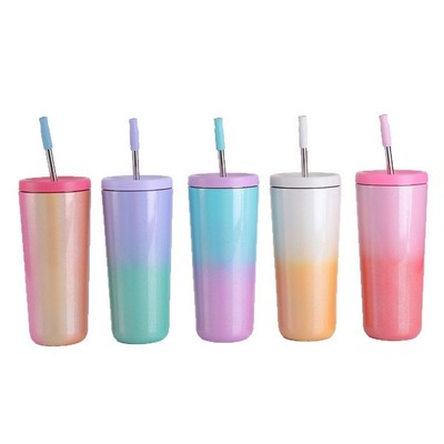 25 Oz. Gradient Stainless Steel Vacuum Tumbler with Straw