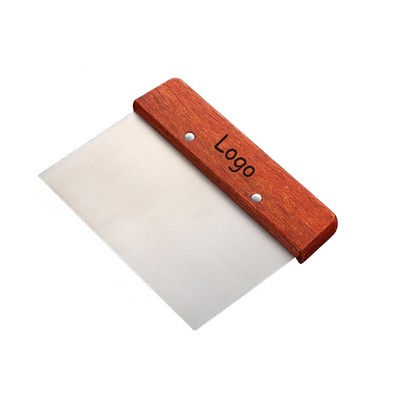 Heavy-Duty Stainless Steel Bench Scraper & Dough Cutter with Riveted Hardwood Handle
