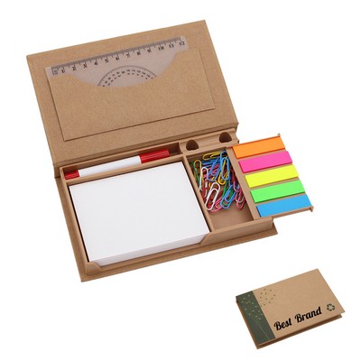 Set of Pure White Memo Pads and Colorful Bookmarks With Pen