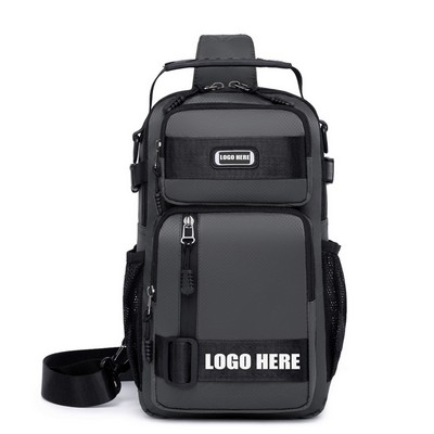 Thick Canvas Versatile Waterproof Oxford Multi-Strap Crossbody Chest Bag