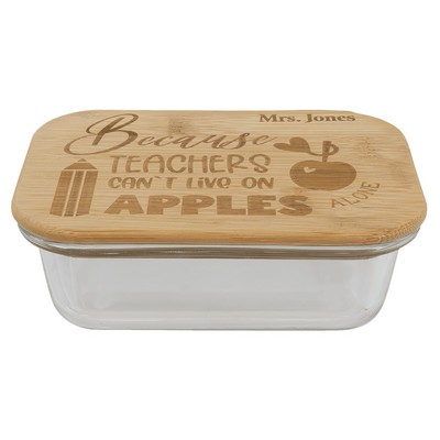 12 oz. Rectangle Glass Container with Bamboo Lid