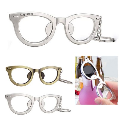 Metal Bottle Opener Keychain Glasses Shape