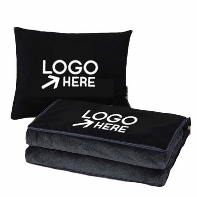 Custom Logo 2-in-1 Travel Pillow And Blanket Set