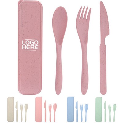 Wheat Straw Portable Cutlery Set with Case