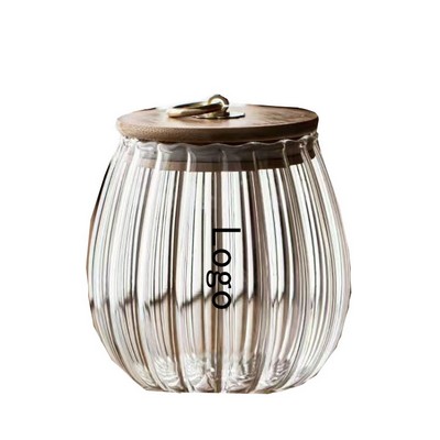 Ribbed Round Glass Jar