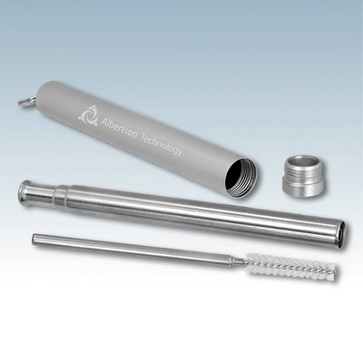 Collapsible Metal Straw w/Cleaning Brush and Case