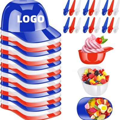 8oz Mini Food Grade PP Baseball Helmet Cap Shape Ice Cream Snack Bowl With a Spoon