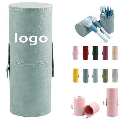 PU Dual-Compartment Makeup Brush Holder