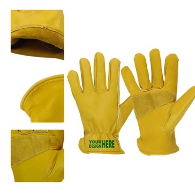 Yellow Cowhide Leather Work Gloves