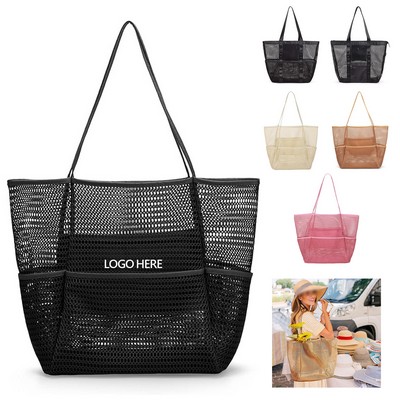 Mesh Beach Tote Bag for Women