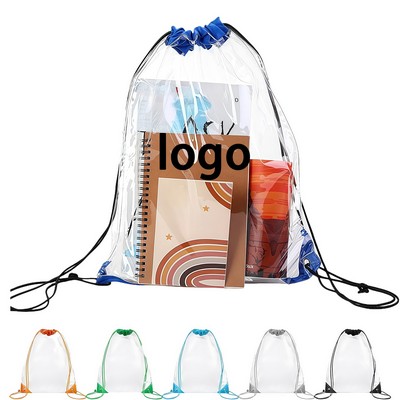 Clear Vinyl Drawstring Backpack With Reinforced Corners