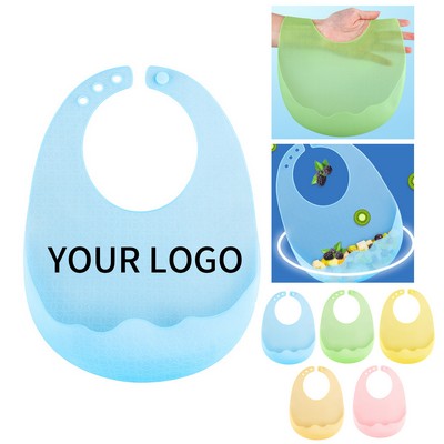 Silicone Adjustable Waterproof Baby Bib With Food Catcher Pocket