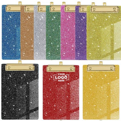 Glitter Acrylic Clipboard With Low Profile Clip
