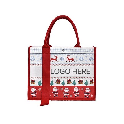 Custom Logo Christmas Gift Canvas Tote Bags