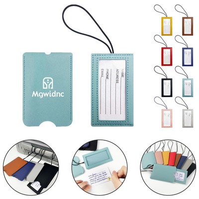 Hidden Pull-out PU Leather Luggage Tag with Lanyard