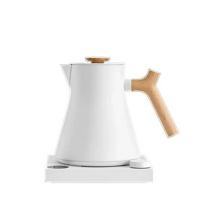 Matte White Corvo EKG Pro Electric Kettle w/Maple Brown Accent