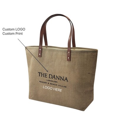 Burlap Leather Large Capacity Tote Bag