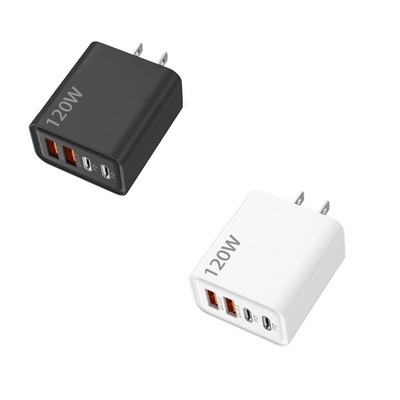 120W 4-Port Fast Charging Block Dual USB-C And USB-A dapter