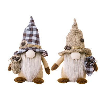 Home Decor Coffee Faceless Gnome Figurine Holding Coffee Beans Rudolph Doll