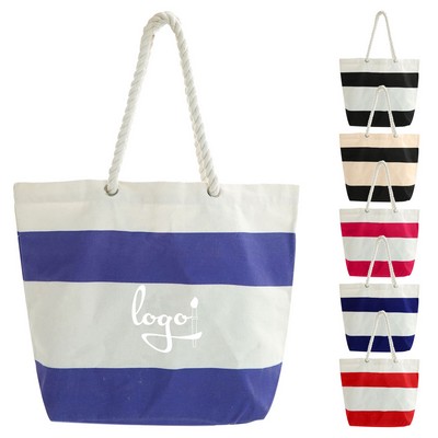Jute Rope Stripe Patchwork Shopping Bag