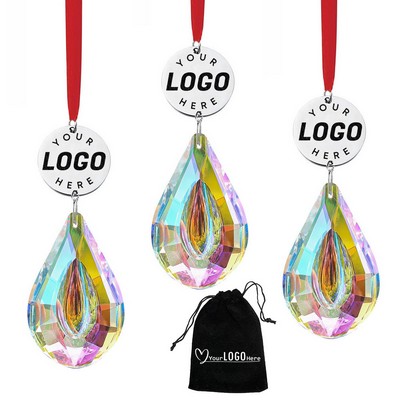 Faceted Teardrop Crystal Christmas Ornaments Hanging Suncatcher