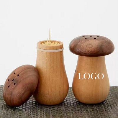 Charming Mushroom Design Wood Toothpick Dispenser