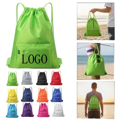 Drawstring Backpack Bag With Zip Pocket