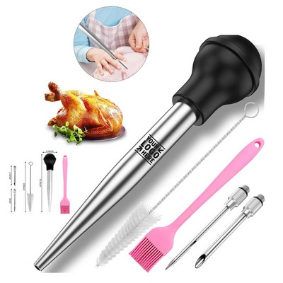 304 Food Grade Stainless Steel Meat Turkey Cooking Baster Syringe