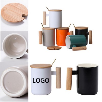 Wood Handle Minimalist Art Mug