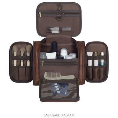 Leather Toiletry and Cosmetics Organizer Bag