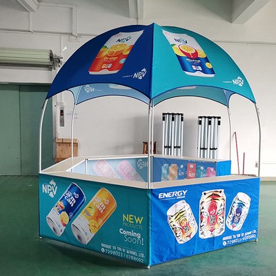 Custom Round Shaped 10' Folding Gazebo Hexagonal Dome Kiosk Tent
