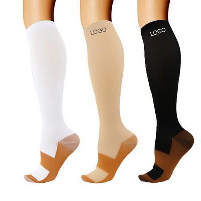 Copper Compression Socks Long Sports Support Socks Elastic Pressure Stockings