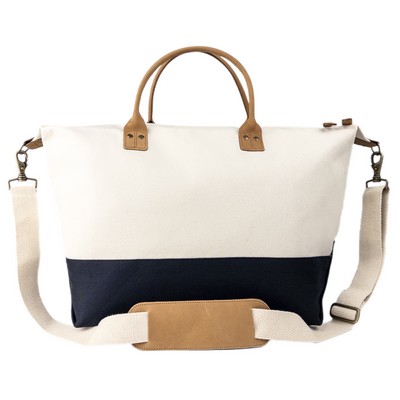 Blank Premium Weekender Canvas Travel Duffel Bag | Leather Brass Black (20x14x10)